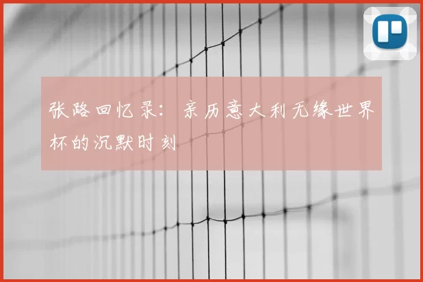 张路回忆录:亲历意大利无缘世界杯的沉默时刻